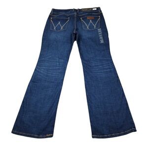 Wrangler Retro Mae Mid Rise Bootcut Jeans Dark Wash Blue Stretch Size 15 33 x 32